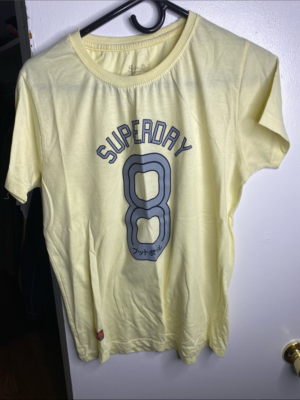 Superdry Kids Pale Yellow Tee with Navy Graphic 8